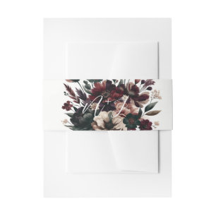 Moody Rustic Garden Florals Bohemian Wedding  Invitation Belly Band