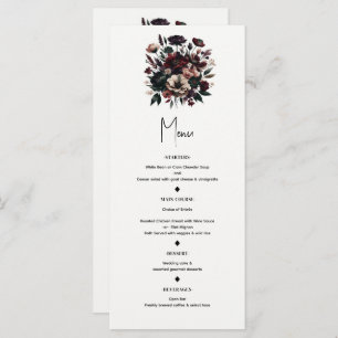 Moody Rustic Garden Florals Bohemian Wedding Menu