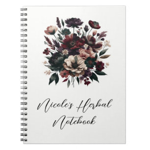 Moody Rustic Garden Florals Bohemian Wedding  Notebook