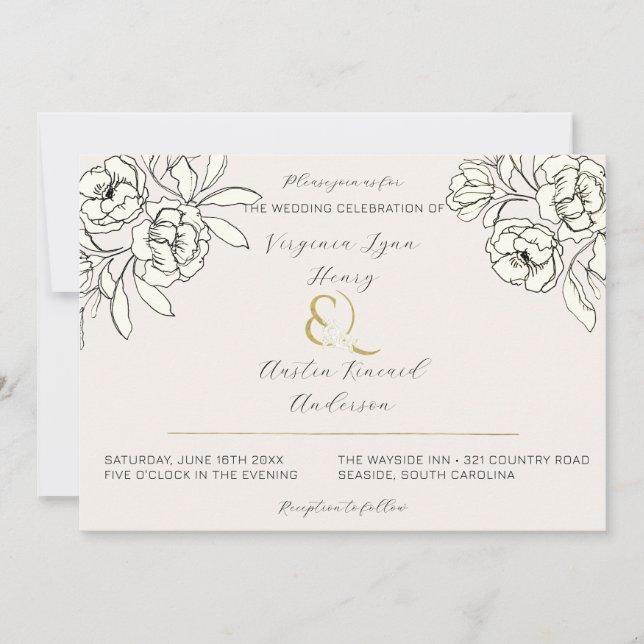 Moody Smoked Gold Ampersand Invitation (Front)