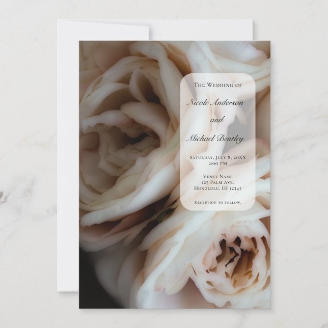 Moody Soft Pink Roses Elegant Minimal Wedding Invitation (Front)