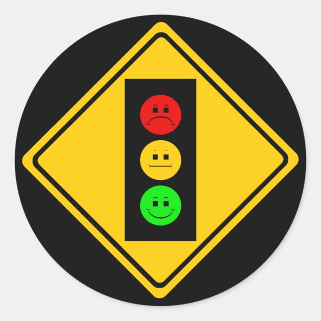 Moody Stoplight Ahead Classic Round Sticker (Front)