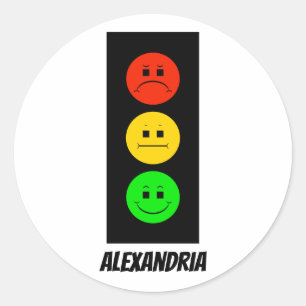 Moody Stoplight Customisable with Name Classic Round Sticker