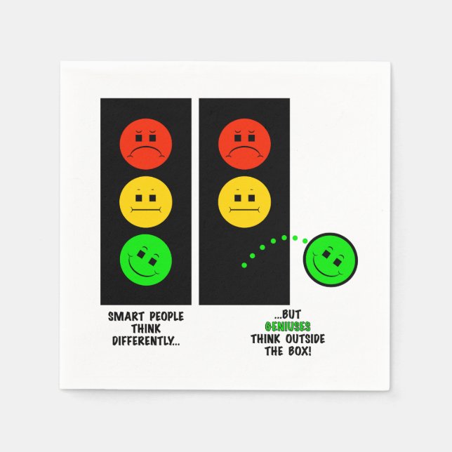 Moody Stoplight Geniuses Think Outside The Box Napkin (Front)