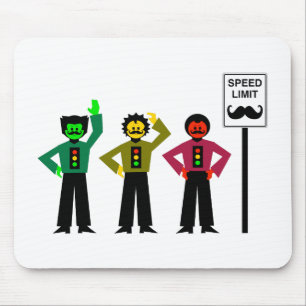 Moody Stoplight Trio Speed Limit Mustachio Mouse Pad