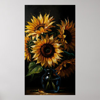 Moody Sunflower Art - Floral Poster