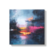 Moody Teal & Gold Abstract Landscape