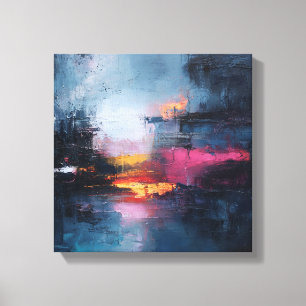 Moody Teal & Gold Abstract Landscape Canvas Print