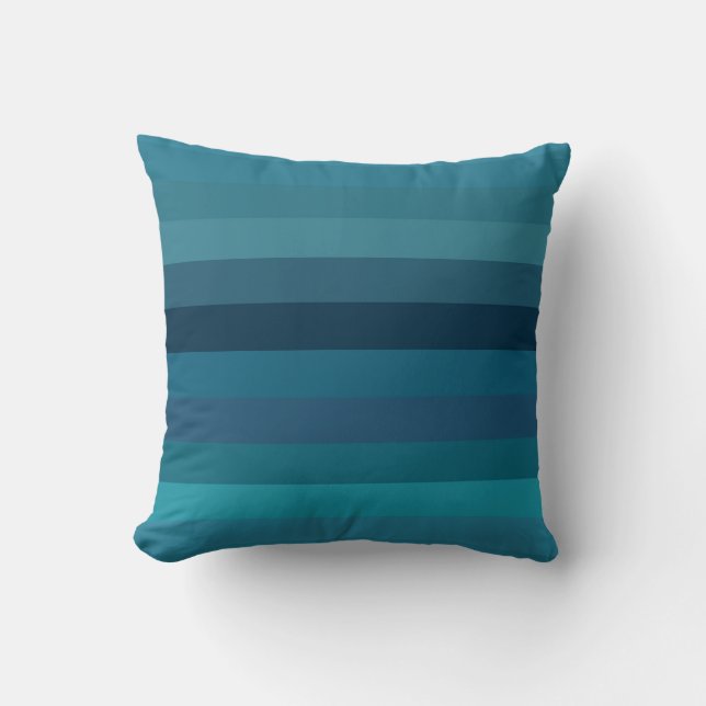 Moody Teal & Navy Stripes Cushion (Front)