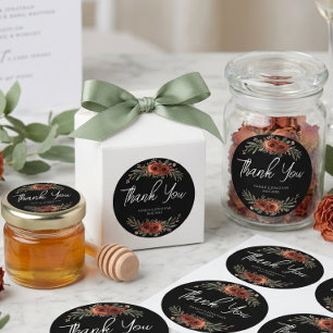 Moody Terracotta Floral Boho Wedding  Classic Round Sticker