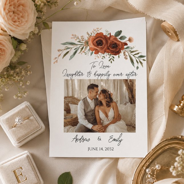 Moody Terracotta Floral Boho Wedding Invitation (Creator Uploaded)