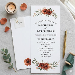 Moody Terracotta Floral Boho Wedding Program