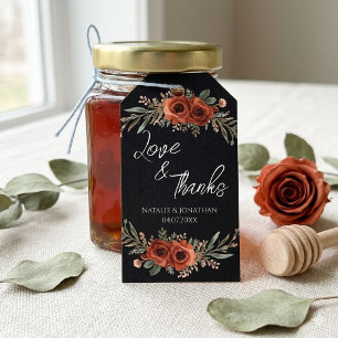 Moody Terracotta Floral Boho Wedding Thank You Gift Tags