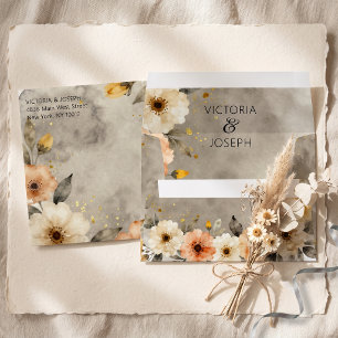 Moody Terracotta Watercolor Floral Boho Wedding Envelope