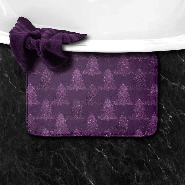 Moody Tree Pattern | Deep Plum Purple Christmas Bath Mat (Creator Uploaded)