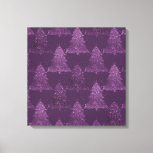 Moody Tree Pattern   Deep Plum Purple Christmas Canvas Print