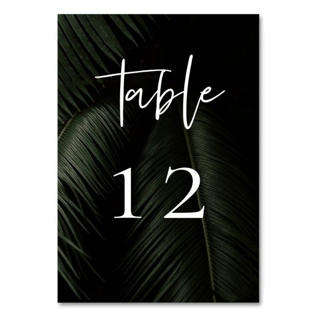 Moody Tropics Wedding Table Number (Front)