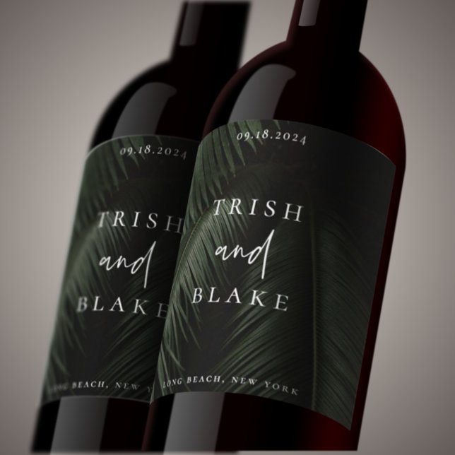 Moody Tropics Wedding Wine Label (Creator Uploaded)
