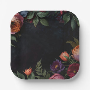 Moody vintage Elegant floral  Paper Plate