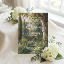 Moody Vintage Landscape Black Wedding Invitation