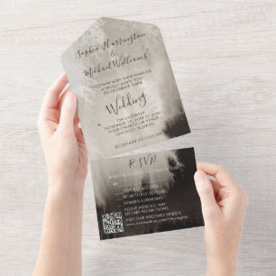Moody Watercolor All in One Wedding Invite Trees