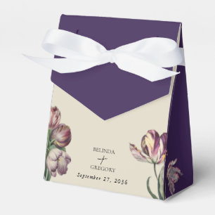 Moody Watercolor Purple Tulips Wedding Favour Box