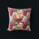 Moody Watercolor Red Amaryllis and Autumn Florals Cushion<br><div class="desc">This pillow features a moody watercolor floral design with deep red amaryllis, burnt orange and mauve chrysanthemums, pale pink ranunculus, and soft white lisianthus. The dark, painterly aesthetic adds romantic elegance to any room. Perfect for fall or year-round cosy décor, this floral pillow fits beautifully in vintage, cottagecore, or boho-inspired...</div>