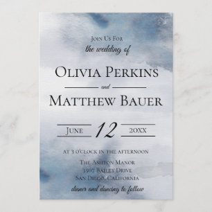Moody Watercolor Wash Wedding Invitation
