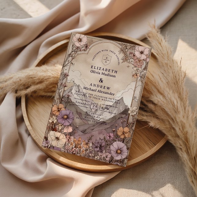 Moody Wildflower Mountain Wedding Invitation (Creator Uploaded)