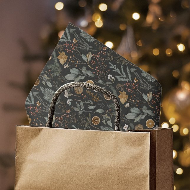 Moody Winter Botanical Christmas Holiday Tissue Paper (Creator Uploaded)