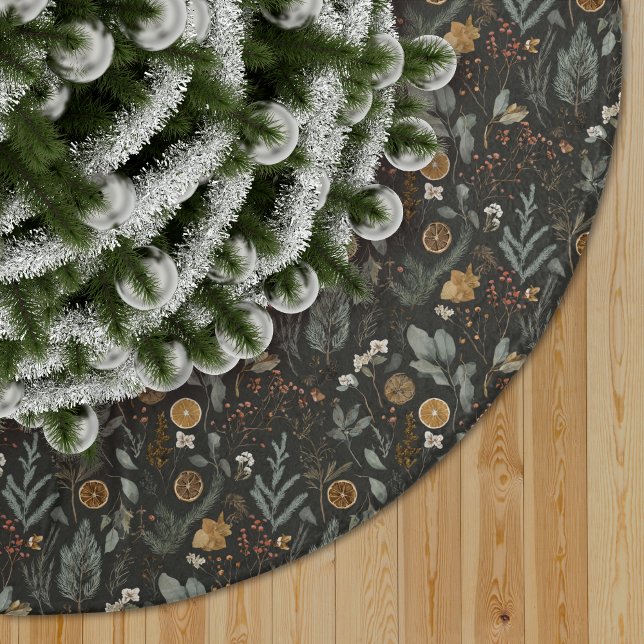 Moody Winter Botanical Pattern Brushed Polyester Tree Skirt (Creator Uploaded)