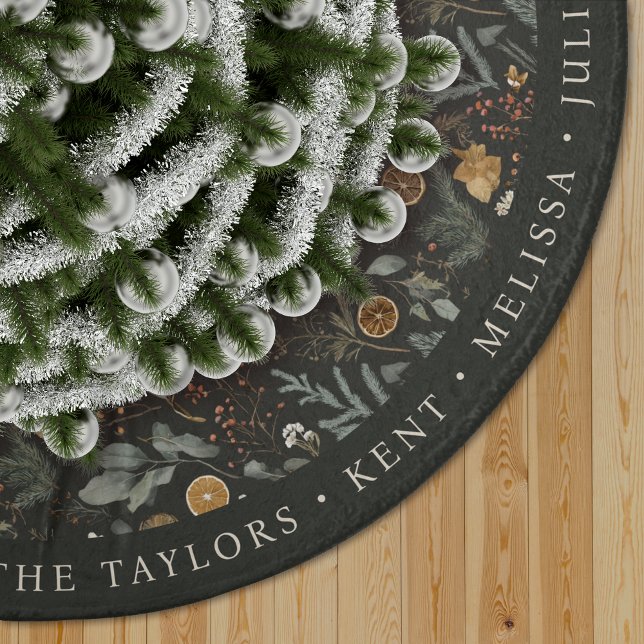 Moody Winter Botanical Pattern Monogram Brushed Polyester Tree Skirt (Creator Uploaded)