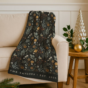 Moody Winter Botanical Personalised Fleece Blanket