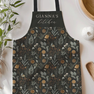 Moody Winter Botanical Personalised Kitchen Apron