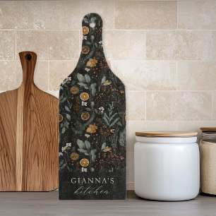 Moody Winter Botanical Personalized Kitchen Cutting Board
