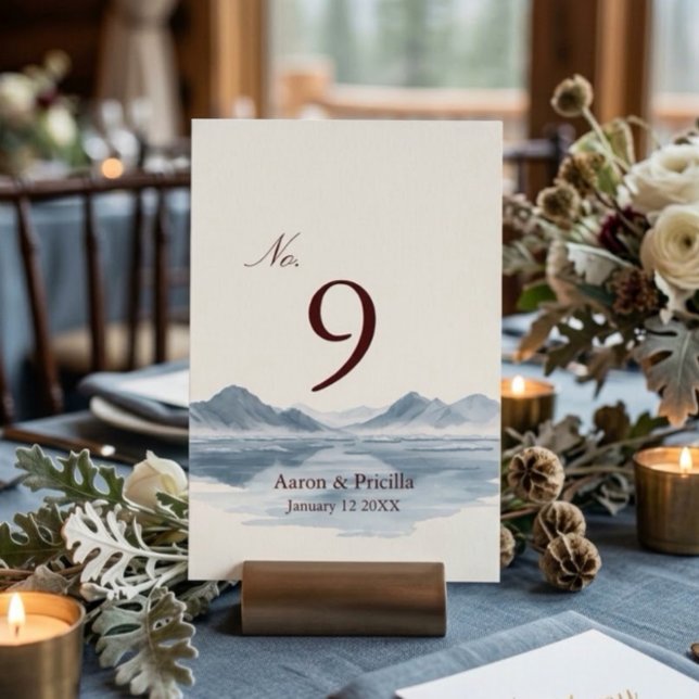 Moody Winter Mountain Wedding Table Number (Creator Uploaded)