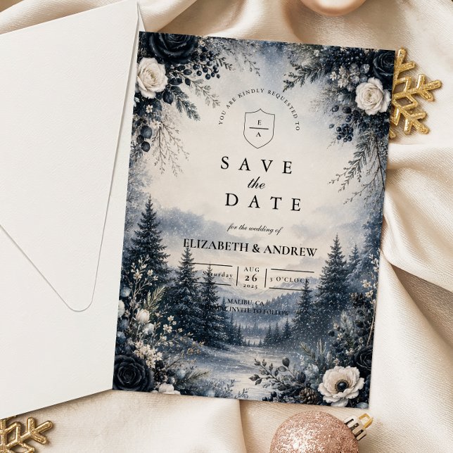 Moody Winter Wedding Elegance Save The Date (Creator Uploaded)