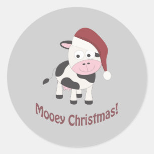 Mooey Christmas! Classic Round Sticker