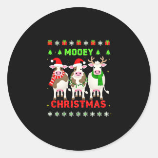 Mooey Christmas Cow Christmas Ugly Sweater Pajama Classic Round Sticker