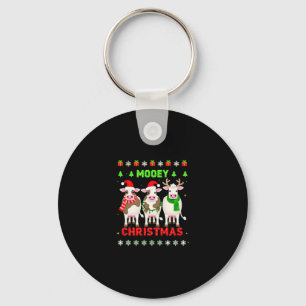 Mooey Christmas Cow Christmas Ugly Sweater Pajama Key Ring