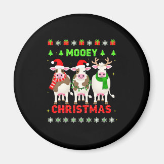 Mooey Christmas Cow Christmas Ugly Sweater Pajama Magnet