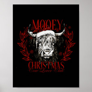 Mooey Christmas Cow Lover Club Western Santa Cow W Poster