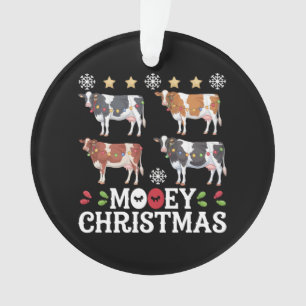 Mooey Christmas Cow Lover Holiday Farm Farmer Ornament