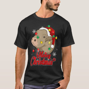Mooey Christmas Cow Santa Claus Hat Ugly Christmas T-Shirt