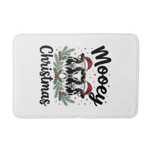 Mooey Christmas Cow Vintage Engraving Shirt Design Bath Mat