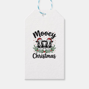 Mooey Christmas Cow Vintage Engraving Shirt Design Gift Tags