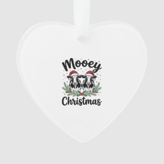 Mooey Christmas Cow Vintage Engraving Shirt Design Ornament