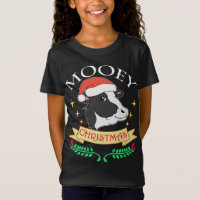 Mooey Christmas Cow Wearing Santa Hat Cute Graphic