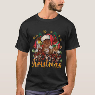 Mooey Christmas Cows Santa Cow Farm leopard Buffal T-Shirt