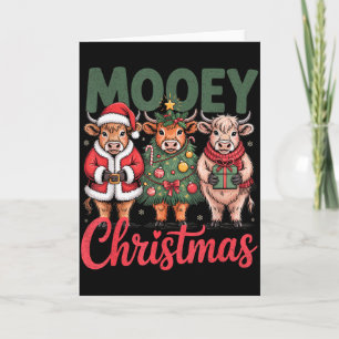 Mooey Christmas Funny Highland Cow Design Xmas Cow Card